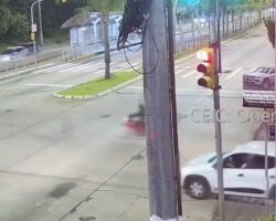 Motorcyclist hit by red-light runner