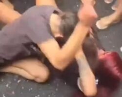 Wild girl-on-girl brawl in Brazilian favela