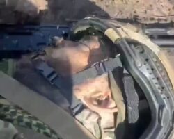 Dead Russian soldier in initial stage of decomposition