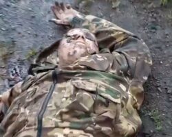Fallen Russian soldier on battlefield