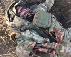 Russian soldier got his leg ripped by drone strike