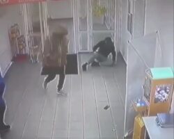 Supermarket customer brutally beaten by two scumbags