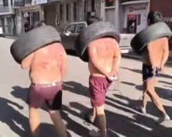 Three Ecuadorian thieves publicly punished and humiliated