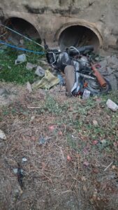 Traumatic amputation at ankle level as result of motorcycle accident