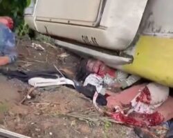 Bloody aftermath of traffic accident in Indonesia