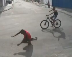 Chased down and shot by attacker on bicycle