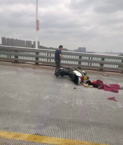 Female scooter driver crushed by concrete mixer truck