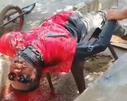 Final reflexes after hitman emptied magazine into him