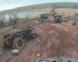 Road littered with dead bodies of Russian soldiers