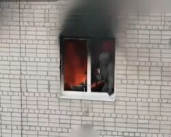Russian soldier dies after jumping from burning building