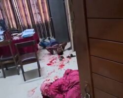 Stabbed his female coworker to death and tried to slit his own throat