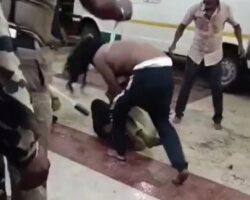 Stabbed to death in front of police officer