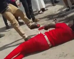 Thief gets kicked in face