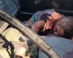 Ukrainian drone strike on russian military truck