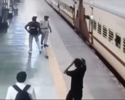 Unsuccessful attempt to board moving train