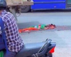 Woman completely crushed by truck