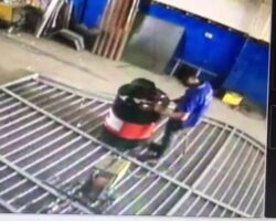 Barrel explodes next to man who welding it