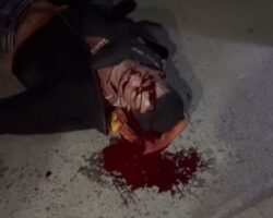 Bloody aftermath of two-motorcycle crash