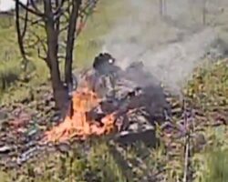 Burning body of russian soldier after drone strike #2