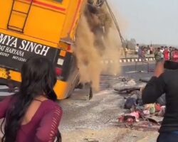 Fatal aftermath of double-decker bus overturning