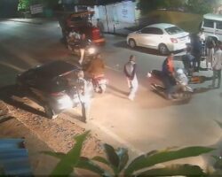 Killed by tractor while carelessly crossing road