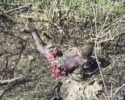 Russian soldier blown apart by drone strike