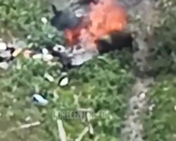 Russian soldier killed and set on fire by Ukrainian drone