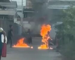 Scumbag sets his mother on fire