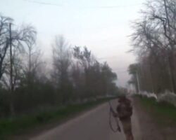 Ukrainian soldier hit by Russian FPV drone