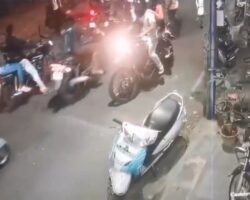 Woman intentionally hit by motorcycle