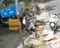 Workplace accident at fruit juice stand