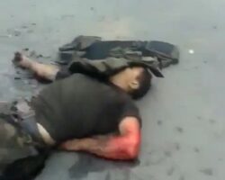 Aftermath of Russian drone strike on Ukrainian vehicle