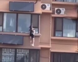 Chinese woman hanged herself from window