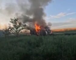 Driver of Russian military vehicle burned alive after drone strike