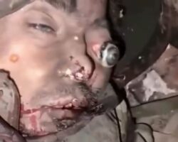 Eliminated Russian soldier with severe facial injury