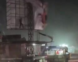Man died when hoarding tower collapsed during severe storm