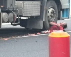 Chinese woman crushed by truck