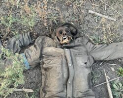 Decomposing bodies of Ukrainian Soldiers