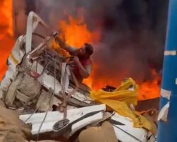 Dump truck driver burns to death after traffic accident