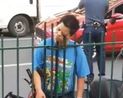 Electric motorcycle rider crashed into fence and impaled on it