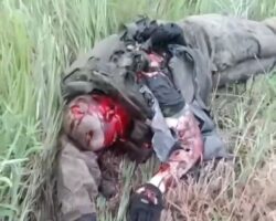 Fallen Russian soldier on battlefield