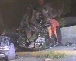 Fatal aftermath of car and bus collision