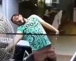 Guy electrocuted by fan