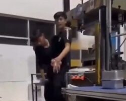 Hydraulic press crushed his hand