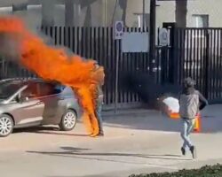 Italian man sets himself on fire in front of barracks