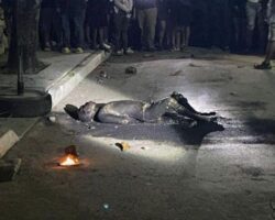 Lynched and burned by angry mob