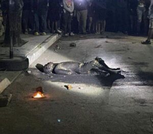 Lynched and burned by angry mob