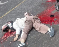Pregnant motorcycle passenger run over by dump truck