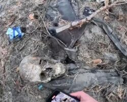 Field strewn with eliminated Russian soldiers