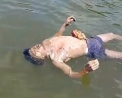 Man’s body found floating in river with his intestines exposed